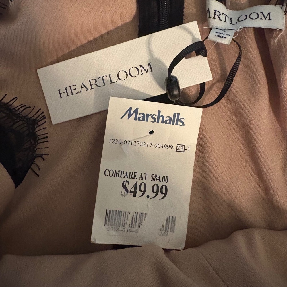 NWT Heartloom Black Lace Fit & Flare Dress Nude Lining Eyelash Trim (Small) - Picture 8 of 9